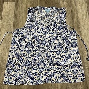 CeCe Blue and White Floral Blouse